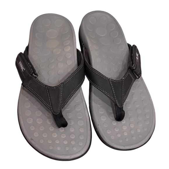 Vionic Ryder Gray Black Orthopedic Flip Flop Sandals Men's Size 10 - Picture 1 of 4